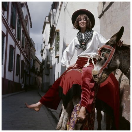 Makeup  Legs on Riding A Donkey In Spain Wearing Claret Velvet Trousers With Wide Legs